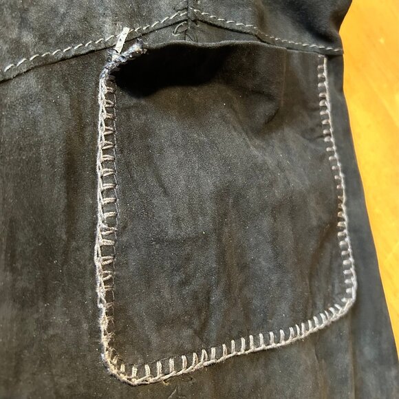 Womens Gitmo's Black Snap Button Suede Shacket Shirt Jacket 42 US/S - Picture 16 of 16